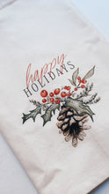 Load image into Gallery viewer, Holly Berry Pinecone Christmas Tea Towel