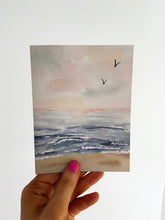 Load image into Gallery viewer, Pink Sunrise Watercolor Landscape Greeting Card