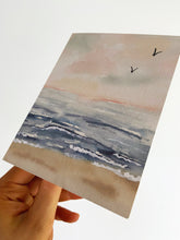 Load image into Gallery viewer, Pink Sunrise Watercolor Landscape Greeting Card