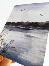 Load image into Gallery viewer, Morning on the Lake Watercolor Landscape Greeting Card