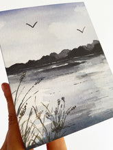 Load image into Gallery viewer, Morning on the Lake Watercolor Landscape Greeting Card