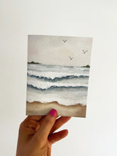 Load image into Gallery viewer, Relaxing on the Beach Watercolor Landscape Greeting Card