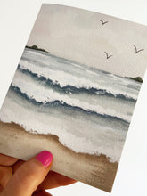 Load image into Gallery viewer, Relaxing on the Beach Watercolor Landscape Greeting Card