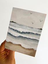 Load image into Gallery viewer, Relaxing on the Beach Watercolor Landscape Greeting Card