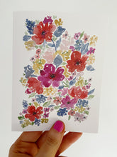 Load image into Gallery viewer, Red Summer Blooms Watercolor Floral Greeting Card
