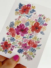 Load image into Gallery viewer, Red Summer Blooms Watercolor Floral Greeting Card