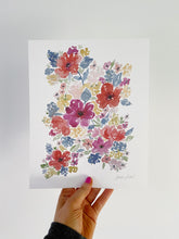 Load image into Gallery viewer, Red Summer Blooms Watercolor Floral Art Print