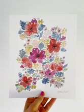 Load image into Gallery viewer, Red Summer Blooms Watercolor Floral Art Print