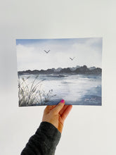 Load image into Gallery viewer, Morning on the Lake Watercolor Landscape Art Print