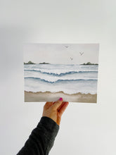 Load image into Gallery viewer, Relaxing on the Beach Watercolor Landscape Art Print