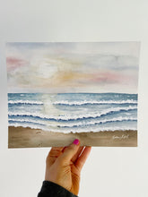Load image into Gallery viewer, Serene Sunset Watercolor Landscape Art Print