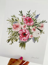 Load image into Gallery viewer, Wedding Bouquet Watercolor Floral Bouquet Art Print