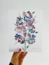 Load image into Gallery viewer, Abstract Watercolor Floral Blooms Art Print - Pink and Blue