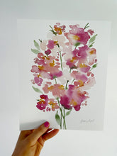 Load image into Gallery viewer, Abstract Watercolor Floral Blooms Art Print - Peachy Pink