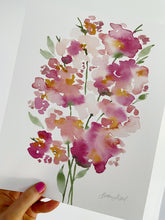 Load image into Gallery viewer, Abstract Watercolor Floral Blooms Art Print - Peachy Pink
