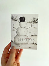 Load image into Gallery viewer, "Season's Greetings" Watercolor Snowman Christmas Greeting Card