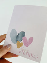 Load image into Gallery viewer, Birthday Hearts | Watercolor Birthday Greeting Card