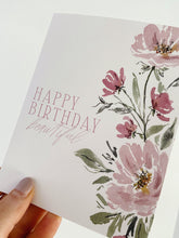 Load image into Gallery viewer, Watercolor Floral Happy Birthday Greeting Card