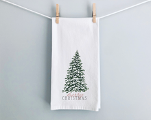 Load image into Gallery viewer, Merry Christmas Tree Watercolor Tea Towel