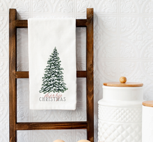 Load image into Gallery viewer, Merry Christmas Tree Watercolor Tea Towel