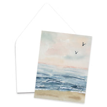 Load image into Gallery viewer, Pink Sunrise Watercolor Landscape Greeting Card