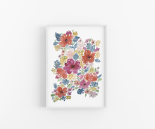 Load image into Gallery viewer, Red Summer Blooms Watercolor Floral Art Print
