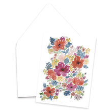 Load image into Gallery viewer, Red Summer Blooms Watercolor Floral Greeting Card