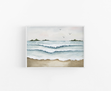 Load image into Gallery viewer, Relaxing on the Beach Watercolor Landscape Art Print