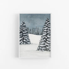 Load image into Gallery viewer, Snowy Watercolor Winter Scene Art Print