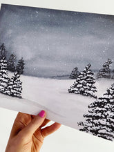 Load image into Gallery viewer, Snowy Evening Winter Scene Watercolor Art Print