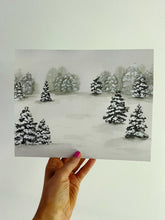Load image into Gallery viewer, Watercolor Christmas Winter Scene Holiday Art Print
