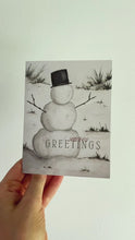 Load and play video in Gallery viewer, &quot;Season&#39;s Greetings&quot; Watercolor Snowman Christmas Greeting Card
