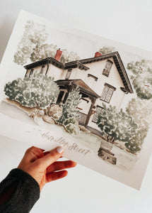 Mini Custom Watercolor House Portrait