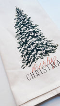 Load image into Gallery viewer, Merry Christmas Tree Watercolor Tea Towel
