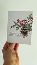Load and play video in Gallery viewer, &quot;Happy Holidays&quot; Holly Berry Christmas Greeting Card
