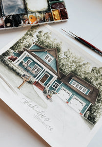 Custom Watercolor House Portrait