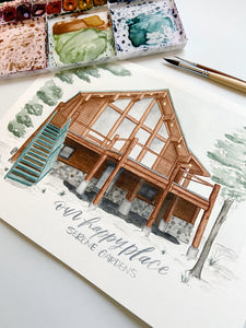 Mini Custom Watercolor House Portrait