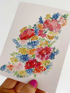 Spring Blooms Watercolor Floral Greeting Card