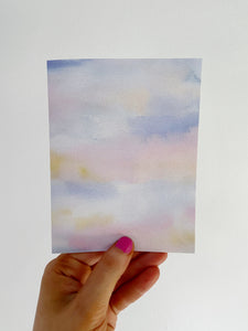 Cotton Candy Clouds Abstract Watercolor Greeting Card