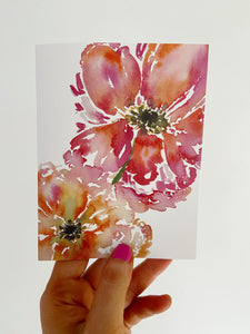 Big Floral Blooms Watercolor Floral Greeting Card