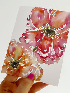 Big Floral Blooms Watercolor Floral Greeting Card