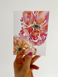 Big Floral Blooms Watercolor Floral Greeting Card