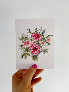 Wedding Bouquet Watercolor Floral Greeting Card