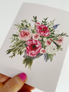 Wedding Bouquet Watercolor Floral Greeting Card