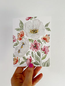 Watercolor Floral Greeting Card Bundle / Set of 6 Cards