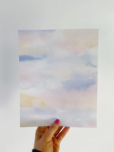 Cotton Candy Clouds Abstract Watercolor Art Print