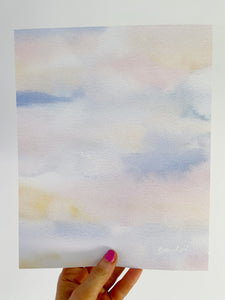 Cotton Candy Clouds Abstract Watercolor Art Print