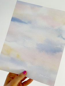 Cotton Candy Clouds Abstract Watercolor Art Print