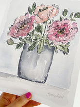 Load image into Gallery viewer, Sketchy Floral Bouquet Watercolor Floral Art Print
