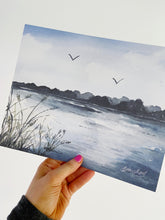 Load image into Gallery viewer, Morning on the Lake Watercolor Landscape Art Print
